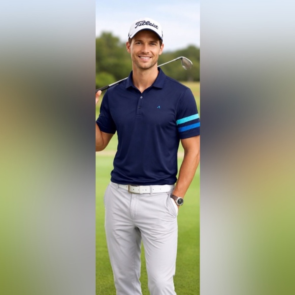 Redvanly Heyward Polo Shirt Men’s Medium Midnight Navy Performance Golf NWT